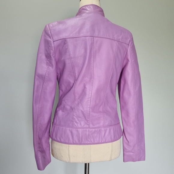 L'Aurore Purple Leather Moto Jacket Vintage 90s Made in Australia Size XS-S - Picture 5 of 11
